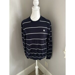Brooks Brothers 346 Sweater S Men Navy White Stripe‎ Crew Long Sleeve
